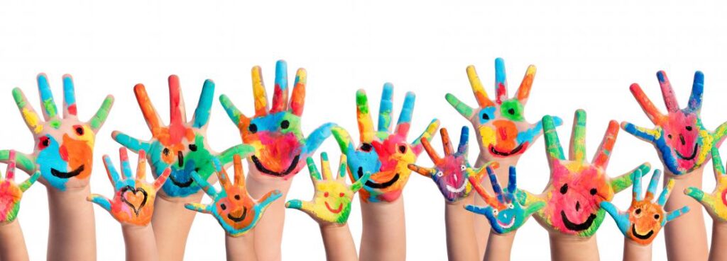 Children's hands painted